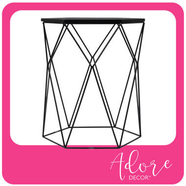 Adore Decor Modern Element Geometric Side Table, Hexagon-Shaped Tabletop